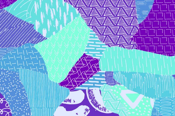 Soyut siyah konturlar, el vektör desen çizdi. Geometrik tarzı Retro soyut desen. Soyut çok renkli geometrik desen.