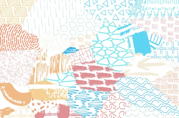 Soyut siyah konturlar, el vektör desen çizdi. Geometrik tarzı Retro soyut desen. Soyut çok renkli geometrik desen.