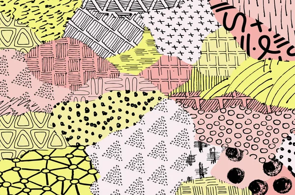 Soyut siyah konturlar, el vektör desen çizdi. Geometrik tarzı Retro soyut desen. Soyut çok renkli geometrik desen.