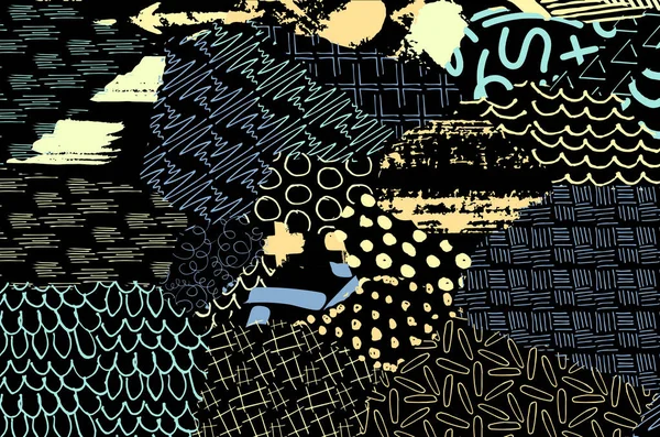 Soyut siyah konturlar, el vektör desen çizdi. Geometrik tarzı Retro soyut desen. Soyut çok renkli geometrik desen.