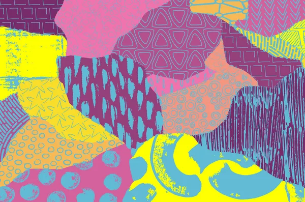 Soyut siyah konturlar, el vektör desen çizdi. Geometrik tarzı Retro soyut desen. Soyut çok renkli geometrik desen.