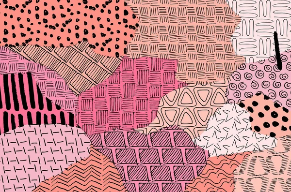 Soyut siyah konturlar, el vektör desen çizdi. Geometrik tarzı Retro soyut desen. Soyut çok renkli geometrik desen.