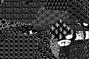 Soyut siyah konturlar, el vektör desen çizdi. Geometrik tarzı Retro soyut desen. Soyut çok renkli geometrik desen.