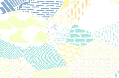 Soyut siyah konturlar, el vektör desen çizdi. Geometrik tarzı Retro soyut desen. Soyut çok renkli geometrik desen.