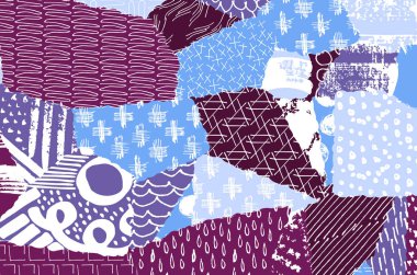 Soyut siyah konturlar, el vektör desen çizdi. Geometrik tarzı Retro soyut desen. Soyut çok renkli geometrik desen.