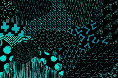 Soyut siyah konturlar, el vektör desen çizdi. Geometrik tarzı Retro soyut desen. Soyut çok renkli geometrik desen.