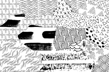 Soyut siyah konturlar, el vektör desen çizdi. Geometrik tarzı Retro soyut desen. Soyut çok renkli geometrik desen.