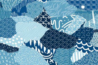 Soyut siyah konturlar, el vektör desen çizdi. Geometrik tarzı Retro soyut desen. Soyut çok renkli geometrik desen.