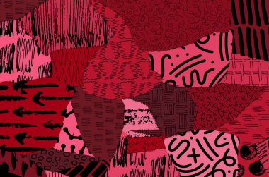 Soyut siyah konturlar, el vektör desen çizdi. Geometrik tarzı Retro soyut desen. Soyut çok renkli geometrik desen.