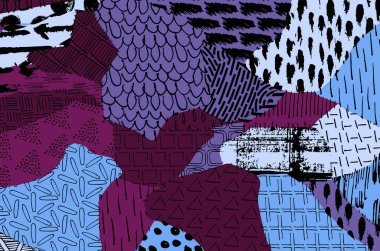 Soyut siyah konturlar, el vektör desen çizdi. Geometrik tarzı Retro soyut desen. Soyut çok renkli geometrik desen.