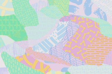 Soyut siyah konturlar, el vektör desen çizdi. Geometrik tarzı Retro soyut desen. Soyut çok renkli geometrik desen.