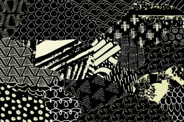 Soyut siyah konturlar, el vektör desen çizdi. Geometrik tarzı Retro soyut desen. Soyut çok renkli geometrik desen.