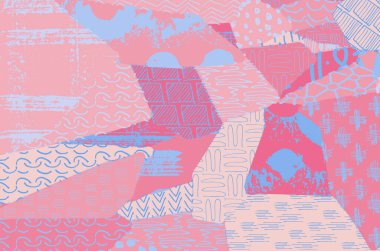 Soyut siyah konturlar, el vektör desen çizdi. Geometrik tarzı Retro soyut desen. Soyut çok renkli geometrik desen.