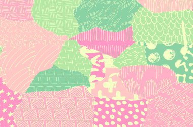 Soyut siyah konturlar, el vektör desen çizdi. Geometrik tarzı Retro soyut desen. Soyut çok renkli geometrik desen.