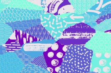 Soyut siyah konturlar, el vektör desen çizdi. Geometrik tarzı Retro soyut desen. Soyut çok renkli geometrik desen.