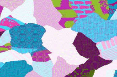 Soyut siyah konturlar, el vektör desen çizdi. Geometrik tarzı Retro soyut desen. Soyut çok renkli geometrik desen.