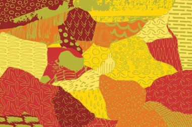 Soyut siyah konturlar, el vektör desen çizdi. Geometrik tarzı Retro soyut desen. Soyut çok renkli geometrik desen.