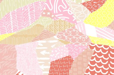 Soyut siyah konturlar, el vektör desen çizdi. Geometrik tarzı Retro soyut desen. Soyut çok renkli geometrik desen.