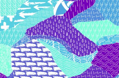 Soyut siyah konturlar, el vektör desen çizdi. Geometrik tarzı Retro soyut desen. Soyut çok renkli geometrik desen.