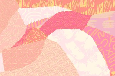 Soyut siyah konturlar, el vektör desen çizdi. Geometrik tarzı Retro soyut desen. Soyut çok renkli geometrik desen.