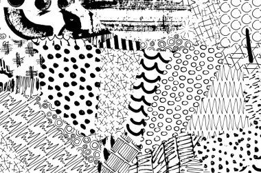 Soyut siyah konturlar, el vektör desen çizdi. Geometrik tarzı Retro soyut desen. Soyut çok renkli geometrik desen.