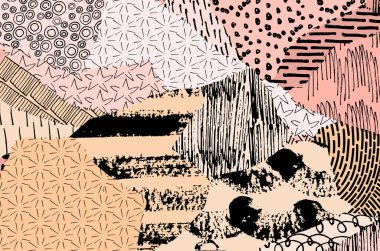 Soyut siyah konturlar, el vektör desen çizdi. Geometrik tarzı Retro soyut desen. Soyut çok renkli geometrik desen.