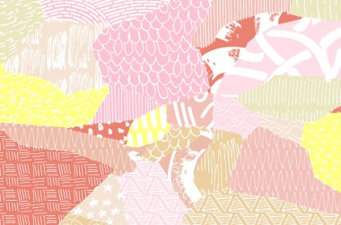 Soyut siyah konturlar, el vektör desen çizdi. Geometrik tarzı Retro soyut desen. Soyut çok renkli geometrik desen.