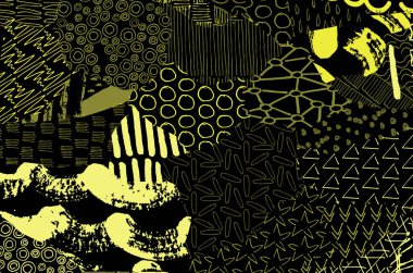 Soyut siyah konturlar, el vektör desen çizdi. Geometrik tarzı Retro soyut desen. Soyut çok renkli geometrik desen.