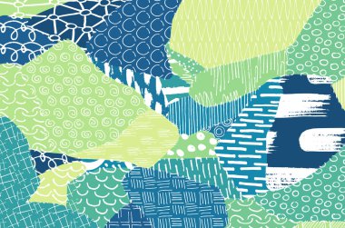 Soyut siyah konturlar, el vektör desen çizdi. Geometrik tarzı Retro soyut desen. Soyut çok renkli geometrik desen.