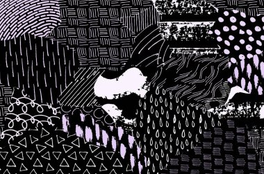 Soyut siyah konturlar, el vektör desen çizdi. Geometrik tarzı Retro soyut desen. Soyut çok renkli geometrik desen.