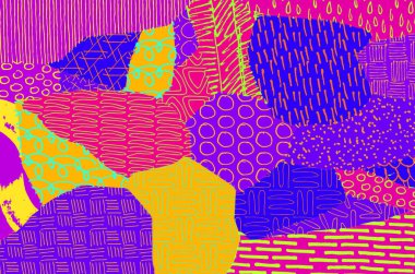 Soyut siyah konturlar, el vektör desen çizdi. Geometrik tarzı Retro soyut desen. Soyut çok renkli geometrik desen.