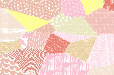 Soyut siyah konturlar, el vektör desen çizdi. Geometrik tarzı Retro soyut desen. Soyut çok renkli geometrik desen.