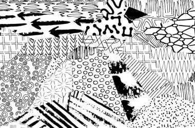 Soyut siyah konturlar, el vektör desen çizdi. Geometrik tarzı Retro soyut desen. Soyut çok renkli geometrik desen.