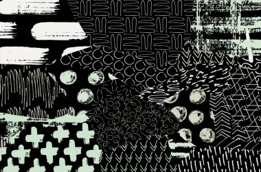 Soyut siyah konturlar, el vektör desen çizdi. Geometrik tarzı Retro soyut desen. Soyut çok renkli geometrik desen.