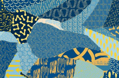 Soyut siyah konturlar, el vektör desen çizdi. Geometrik tarzı Retro soyut desen. Soyut çok renkli geometrik desen.