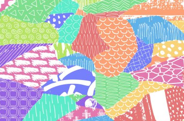 Soyut siyah konturlar, el vektör desen çizdi. Geometrik tarzı Retro soyut desen. Soyut çok renkli geometrik desen.