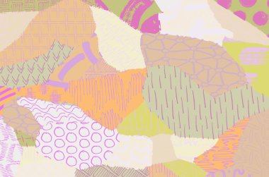 Soyut siyah konturlar, el vektör desen çizdi. Geometrik tarzı Retro soyut desen. Soyut çok renkli geometrik desen.