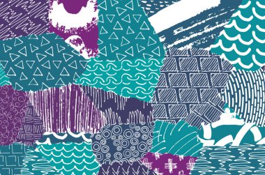 Soyut siyah konturlar, el vektör desen çizdi. Geometrik tarzı Retro soyut desen. Soyut çok renkli geometrik desen.