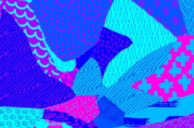 Soyut siyah konturlar, el vektör desen çizdi. Geometrik tarzı Retro soyut desen. Soyut çok renkli geometrik desen.