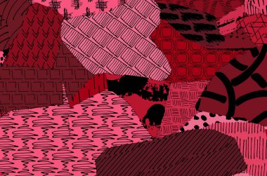 Soyut siyah konturlar, el vektör desen çizdi. Geometrik tarzı Retro soyut desen. Soyut çok renkli geometrik desen.