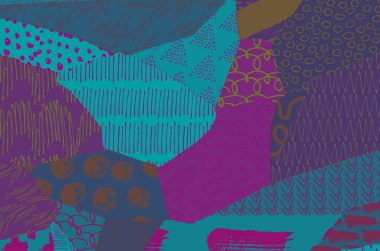 Soyut siyah konturlar, el vektör desen çizdi. Geometrik tarzı Retro soyut desen. Soyut çok renkli geometrik desen.