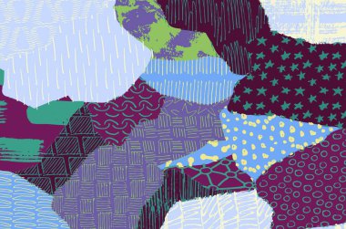 Soyut siyah konturlar, el vektör desen çizdi. Geometrik tarzı Retro soyut desen. Soyut çok renkli geometrik desen.