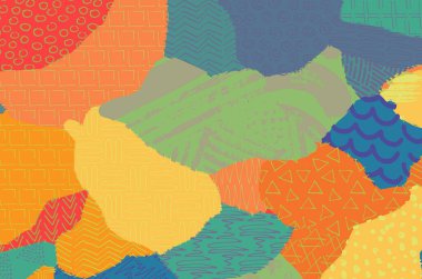 Soyut siyah konturlar, el vektör desen çizdi. Geometrik tarzı Retro soyut desen. Soyut çok renkli geometrik desen.