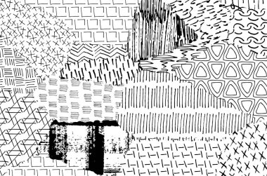 Soyut siyah konturlar, el vektör desen çizdi. Geometrik tarzı Retro soyut desen. Soyut çok renkli geometrik desen.