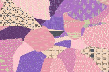 Soyut siyah konturlar, el vektör desen çizdi. Geometrik tarzı Retro soyut desen. Soyut çok renkli geometrik desen.