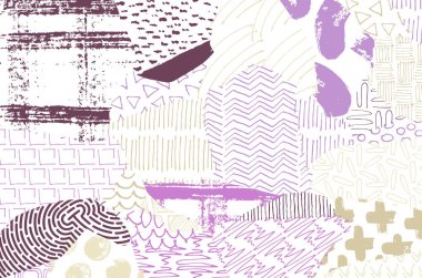 Soyut siyah konturlar, el vektör desen çizdi. Geometrik tarzı Retro soyut desen. Soyut çok renkli geometrik desen.