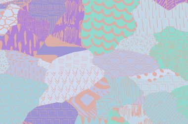 Soyut siyah konturlar, el vektör desen çizdi. Geometrik tarzı Retro soyut desen. Soyut çok renkli geometrik desen.