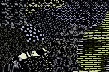 Soyut siyah konturlar, el vektör desen çizdi. Geometrik tarzı Retro soyut desen. Soyut çok renkli geometrik desen.