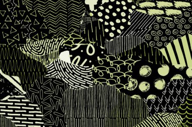 Soyut siyah konturlar, el vektör desen çizdi. Geometrik tarzı Retro soyut desen. Soyut çok renkli geometrik desen.