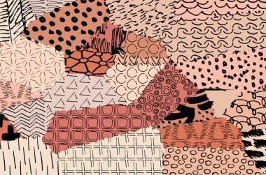 Soyut siyah konturlar, el vektör desen çizdi. Geometrik tarzı Retro soyut desen. Soyut çok renkli geometrik desen.